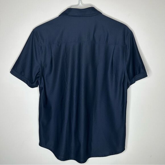 VRST Deep Navy Blue Short Sleeve Button Down Shirt Size Medium - Picture 3 of 7